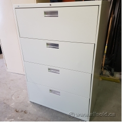 Global Grey 4 Drawer Lateral File Cabinet, Locking